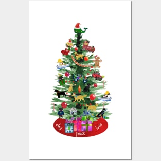 Preppy Dog Christmas Tree Posters and Art